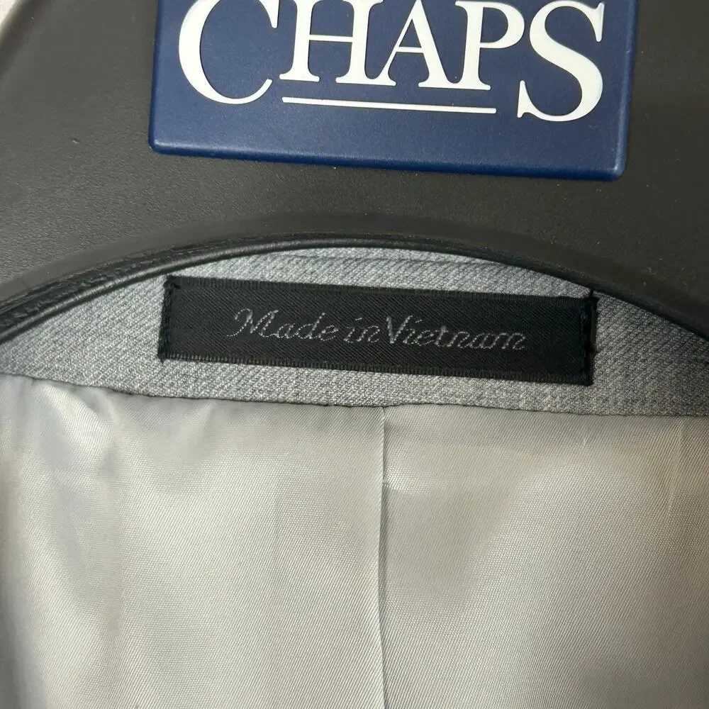 Chaps Performance Suit Wool Blend Jacket and Pants Light Grey Size 48L 38x34